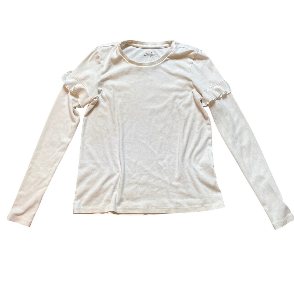 Lilla P Ruffle Sleeve Top Womens White Excellent Pima Cotton SIZE XS